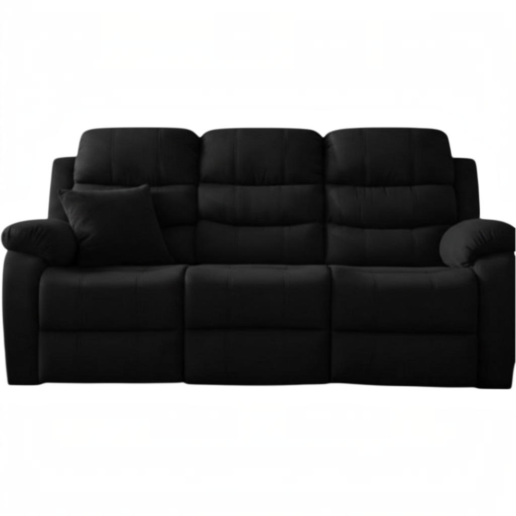 Stanley Manual Recliner Black Fabric 3 Seater Sofa