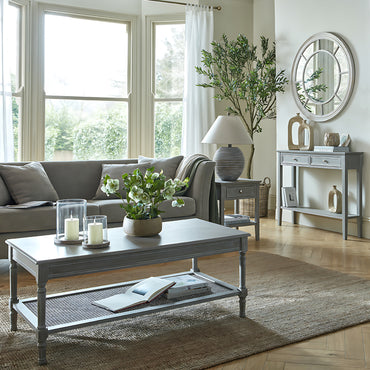 Luxury Serene Two Drawer Grey Wood Console Table
