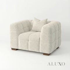 ALUXO Tribeca Bubble Armchair In Pearl Boucle Fabric