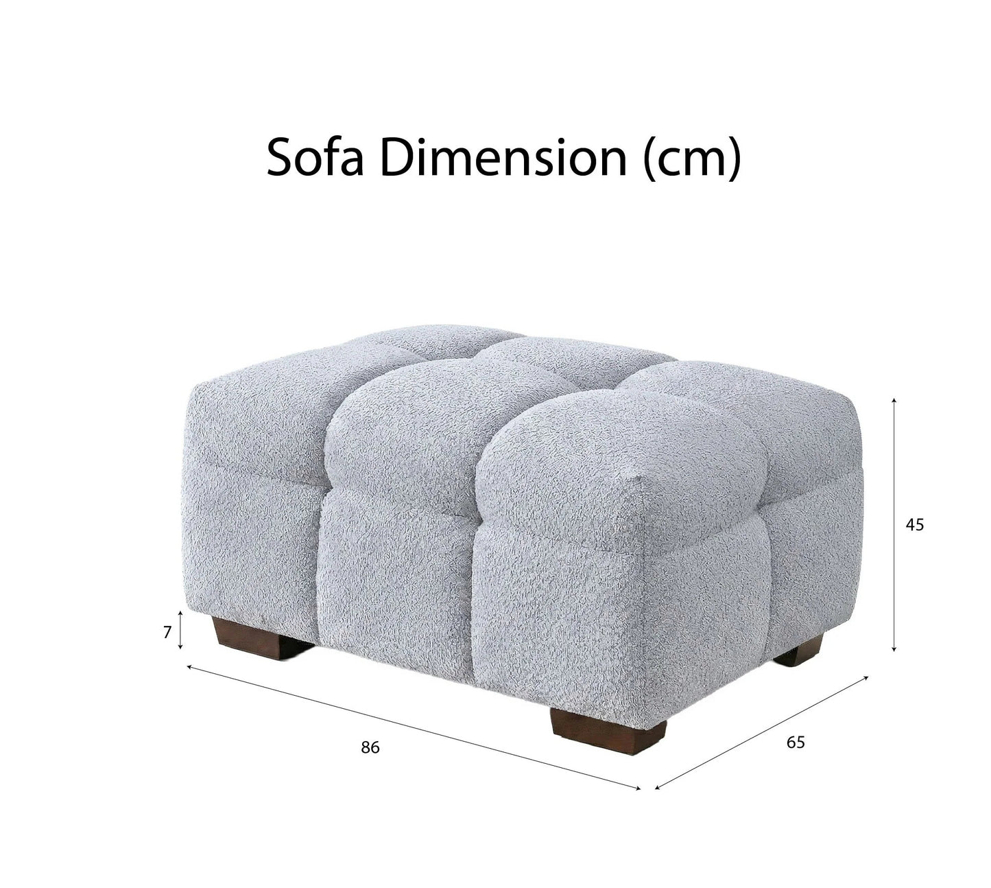 ALUXO Tribeca Bubble Sofa Set 4+3+1+Footstool In Pearl Grey Boucle Fabric