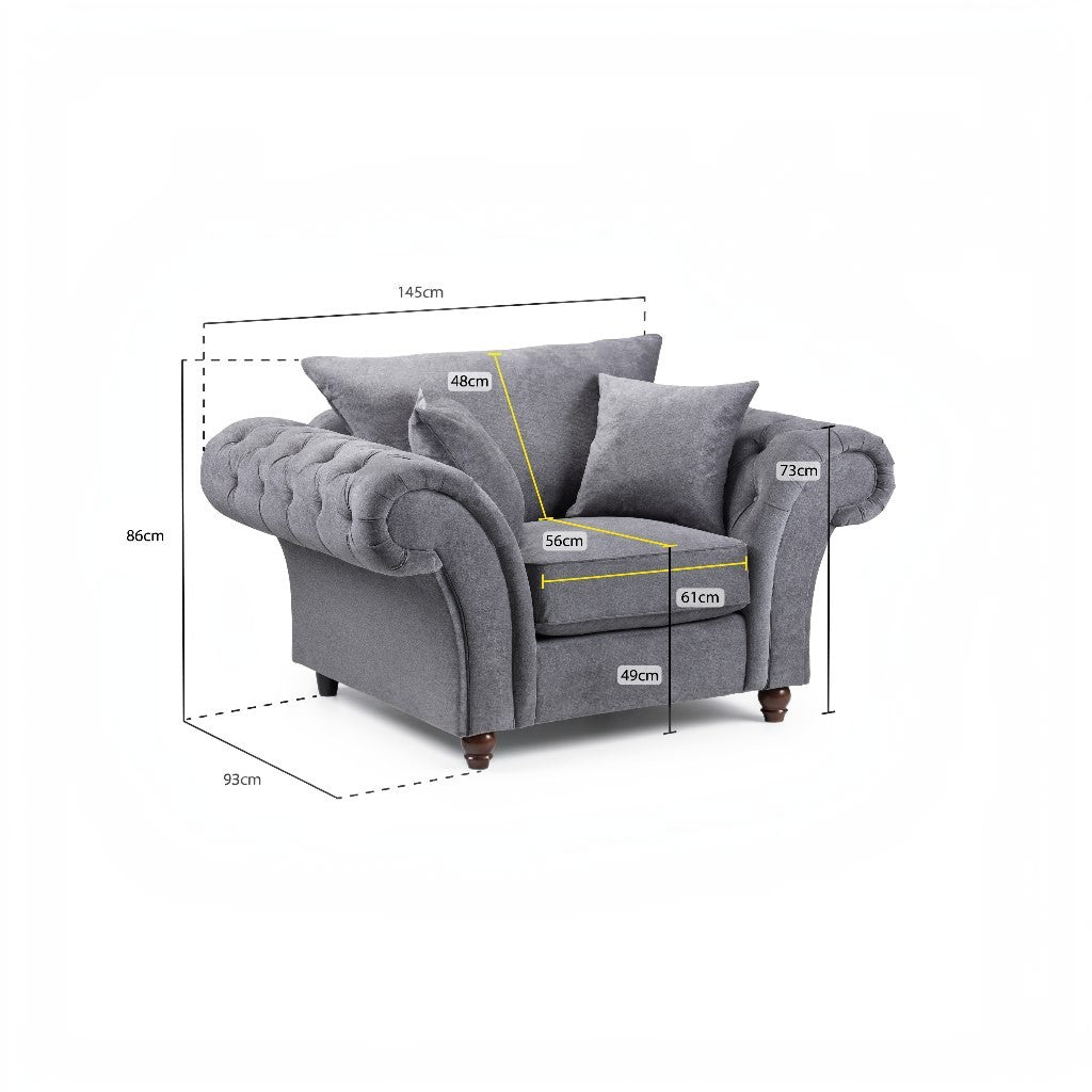 Windsor Fullback Grey Fabric Armchair