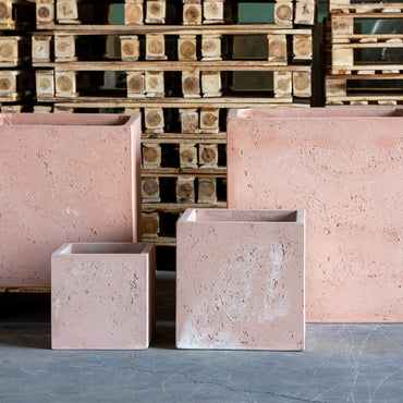 Cubrosa | Blushstone – 70cm Extra Large Concrete Cube Planter – 246L Square Plant Pot