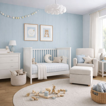 Large Fluted Wall Panels in Baby Blue - 240cm x 60cm