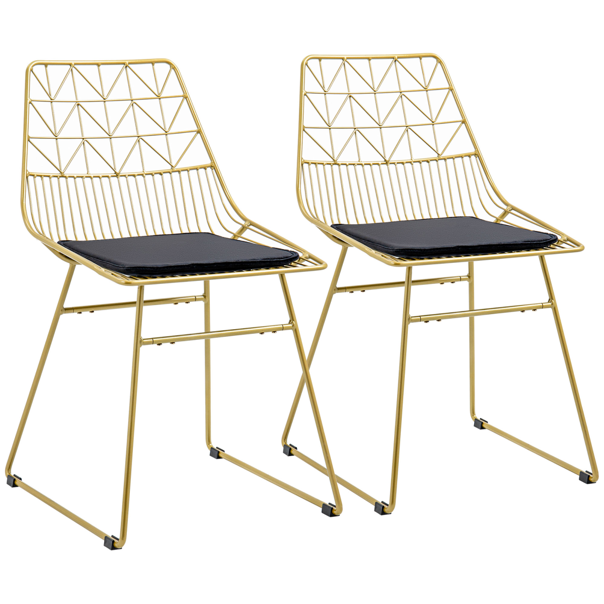 Aurora Dining Chairs Set of 2, Metal Wire Kitchen Chairs with Back, Gold Tone