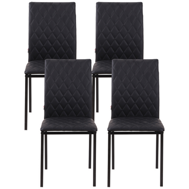 Modern Dining Chairs Faux Leather Accent Chairs for Kitchen, Set of 4, Black