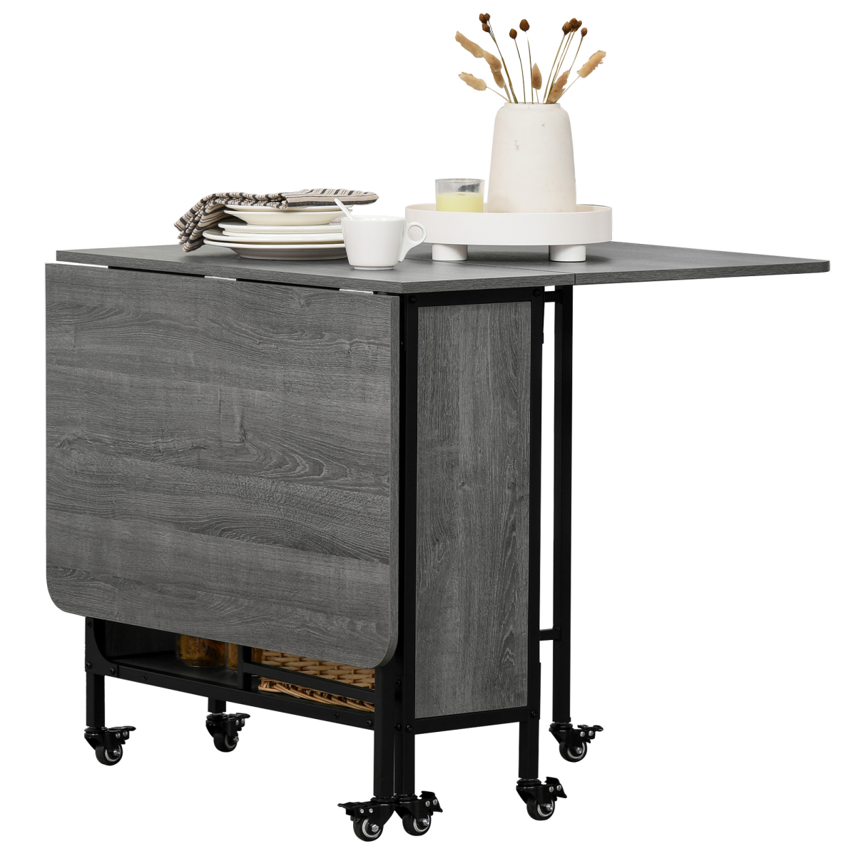 Mobile Drop Leaf Table Folding Kitchen Table Extendable Dining Table