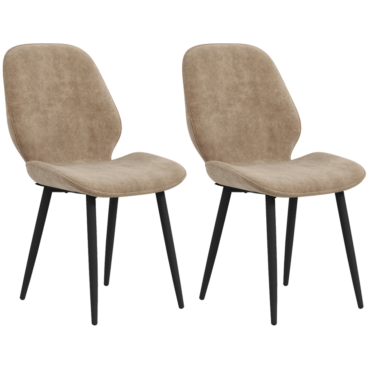 Aurora Dining Chairs Set of 2, Upholstered Kitchen Chairs with Metal Legs, Brown