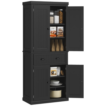 Freestanding Kitchen Storage Cabinet W/ Drawers Cupboards Shelves Home Black