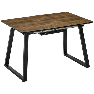 Extendable Dining Table Rectangular Wood Effect Tabletop with Metal Frame