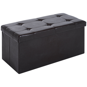 Folding Faux Leather Storage Cube Ottoman Bench Seat Brown
