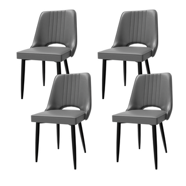 Dining Chairs with Cut-Out Backrest, Modern Kitchen Chair, Scandinavian Faux Leather Chair with High Back for Living Room Kitchen