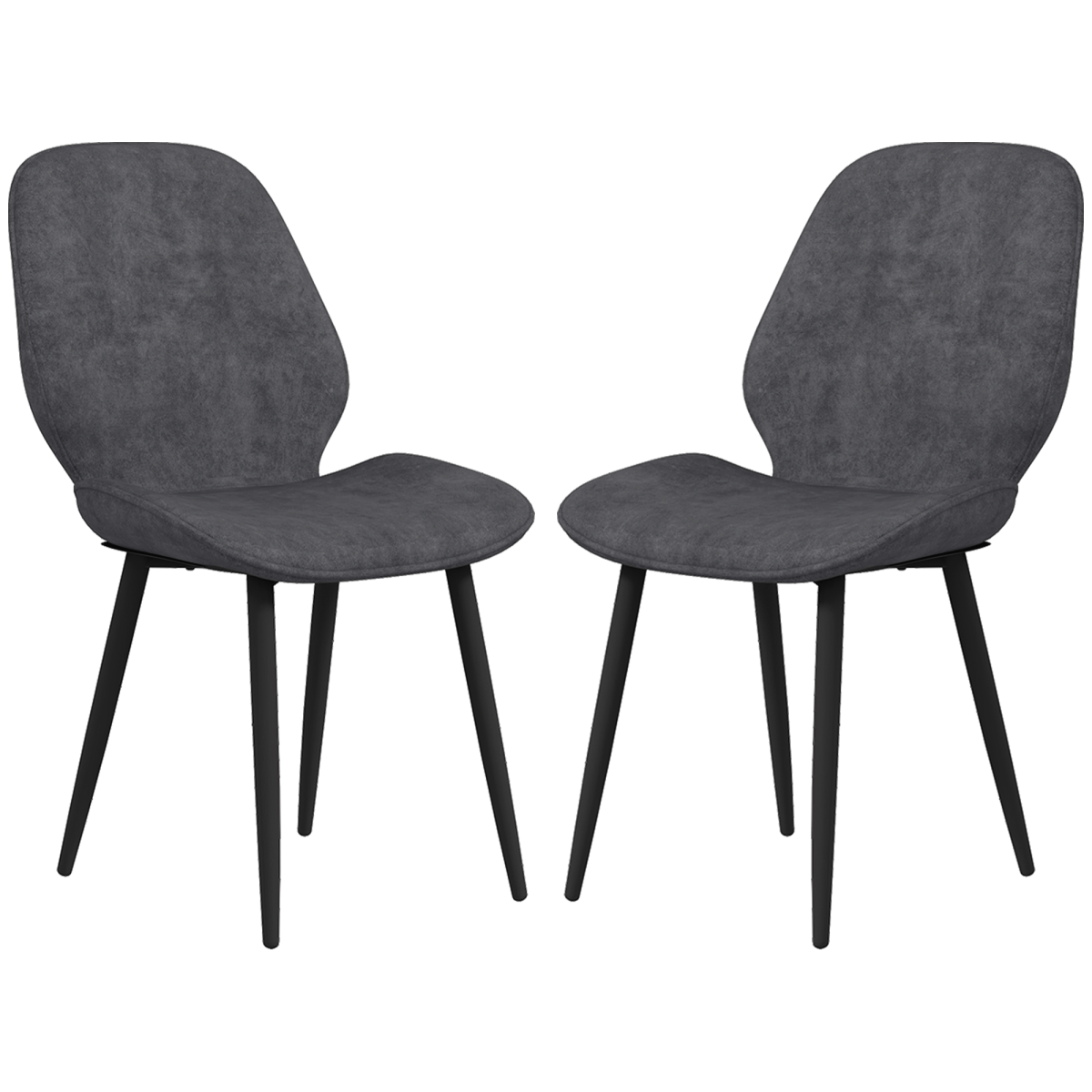 Aurora Dining Chairs Set of 2, Upholstered Kitchen Chairs with Metal Legs, Grey