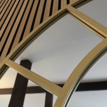 Mio - Gold Metal Arched Window Mirror - 95cm x 120cm