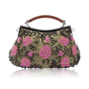 Polyester Flower Beading Pillow Shape Evening Bags