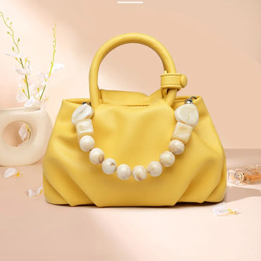 Women's Medium Pu Leather Solid Color Streetwear Beading Magnetic Buckle Cloud Shape Bag