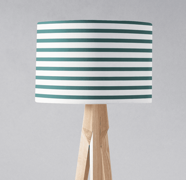 Teal and White Drum Lampshade, Geometric Striped Design Shade for Table, Floor or Ceiling Pendant Light