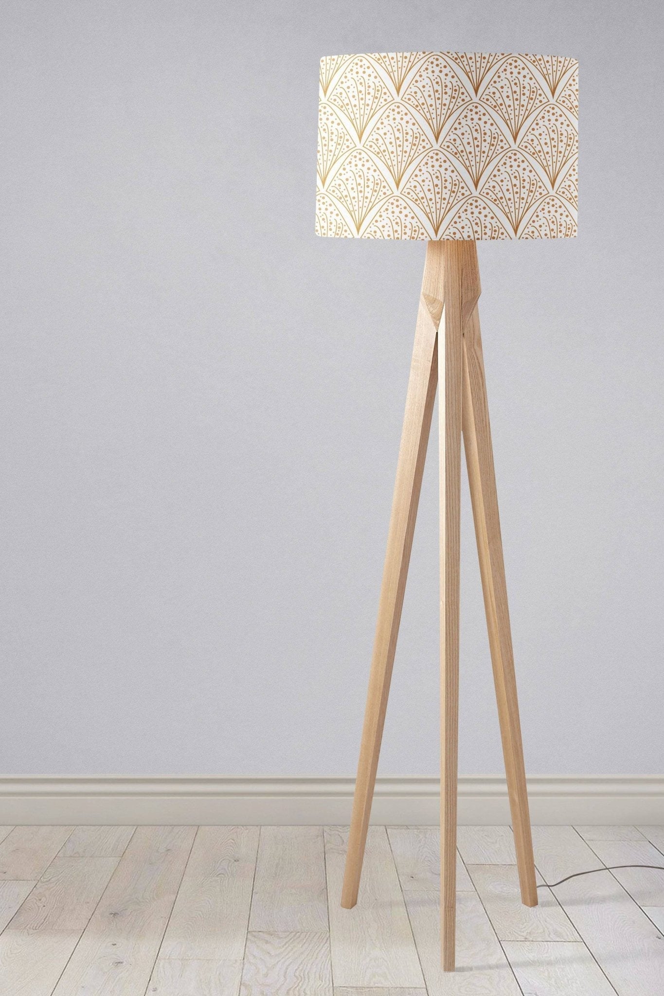 White Drum Lampshade, Gold Contemporary Design Shade for Table, Floor or Ceiling Pendant Light