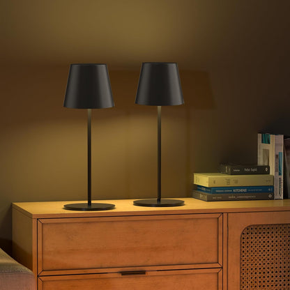 Rechargeable Table Lamp 2 Pack Dimmable 3000K Cordless Black Trayvespace