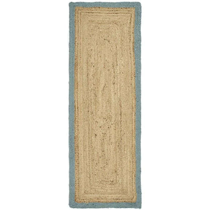 Bordered Duck Egg Blue Jute Rug