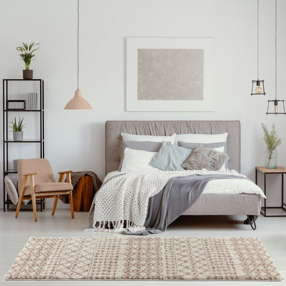 Moroccan Ivory Beige Shaggy Rug | 1030