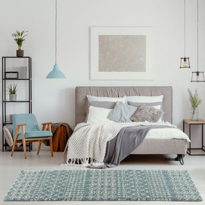 Moroccan Duck Egg Blue Shaggy Rug | 1050