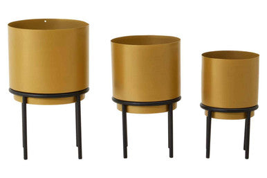 Set of Three Gold Finish Planters | Avento