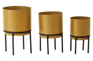 Set of Three Gold Finish Planters | Avento
