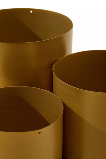 Set of Three Gold Finish Planters | Avento