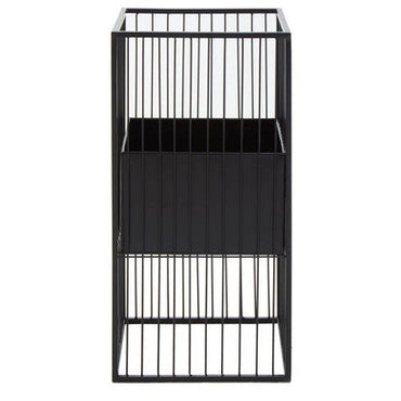 Alden Black Metal Square Floor Standing Planter With Mid-Level Pot