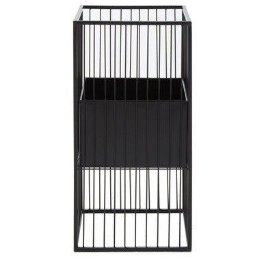Alden Black Metal Square Floor Standing Planter with Mid-Level Pot