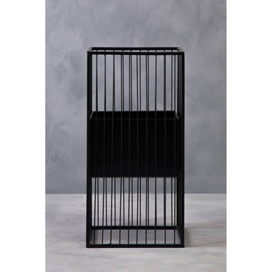 Alden Black Metal Square Floor Standing Planter with Mid-Level Pot