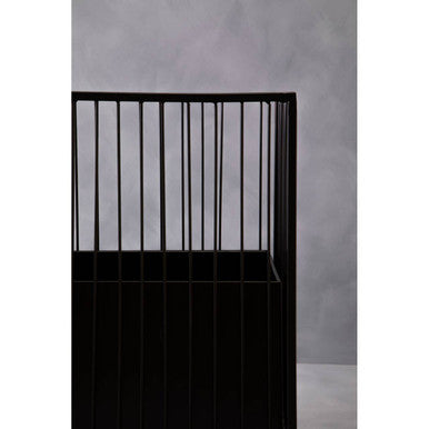 Alden Black Metal Square Floor Standing Planter with Mid-Level Pot