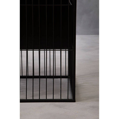 Alden Black Metal Square Floor Standing Planter with Mid-Level Pot