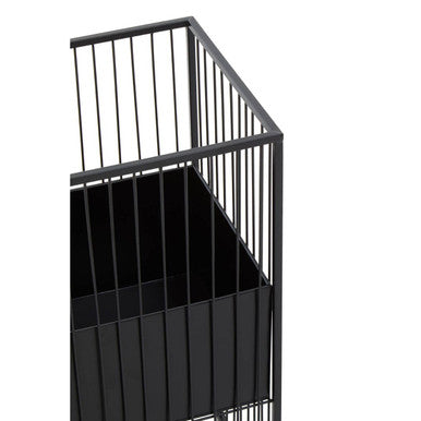 Alden Black Metal Square Floor Standing Planter with Mid-Level Pot