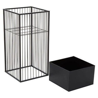 Alden Black Metal Square Floor Standing Planter with Elevated Pot