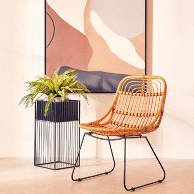 Alden Black Metal Square Floor Standing Planter with Elevated Pot