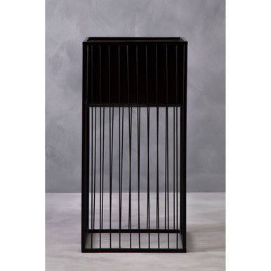 Alden Black Metal Square Floor Standing Planter with Elevated Pot