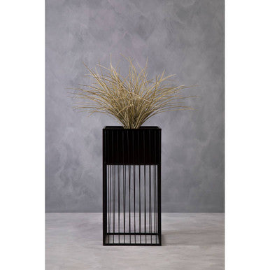 Alden Black Metal Square Floor Standing Planter with Elevated Pot