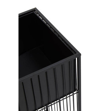 Alden Black Metal Square Floor Standing Planter with Elevated Pot