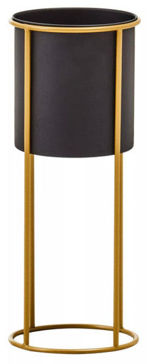 Large Black and Gold Floor Standing Planter | Trosa