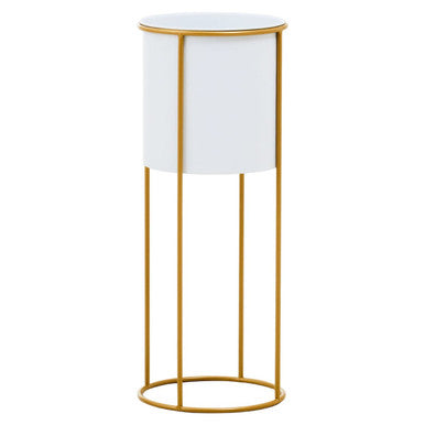 Large White and Gold Floor Standing Planter | Trosa