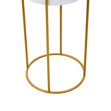 Large White and Gold Floor Standing Planter | Trosa