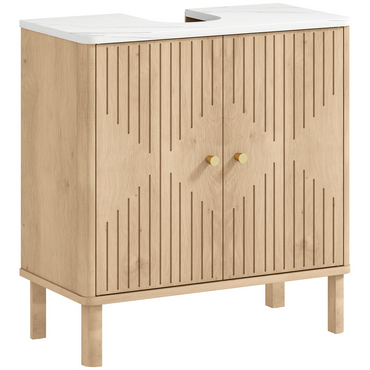 HOMCOM Under Sink Bathroom Cabinet for Basin without or with Pedestal, Oak
