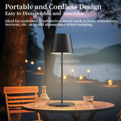 Rechargeable Table Lamp 2 Pack Dimmable 3000K Cordless Black Trayvespace