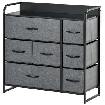 HOMCOM 3-Tier Fabric Bedroom Dresser with 7 Foldable Drawers, Grey