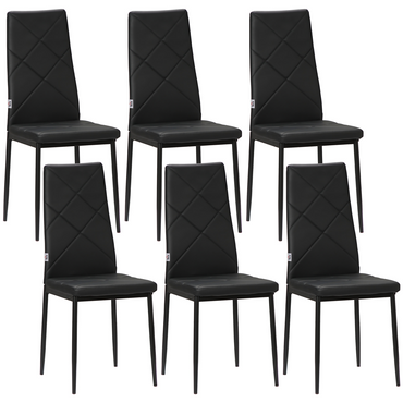Aurora 6-Pieces Dining Chairs, Faux Leather Kitchen Chairs, Black