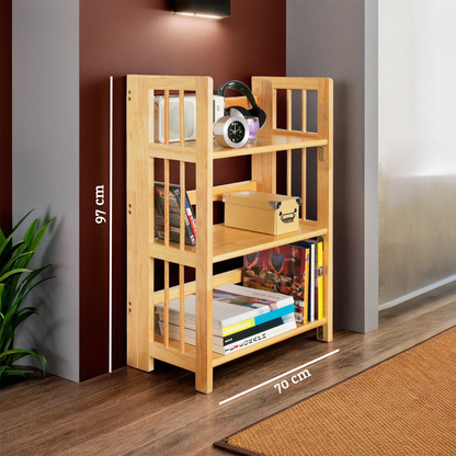 Heva Natural Tropical Hevea Wood 3 Tier Stackable Shelf Unit