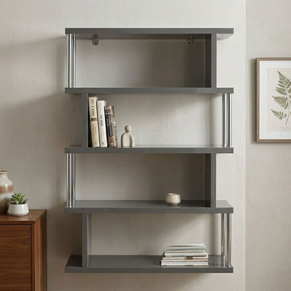 4 Tier Grey Gloss Shelf Unit | Maze
