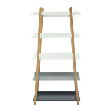 Nostra White and Natural Bamboo 5 Tier Shelf Unit