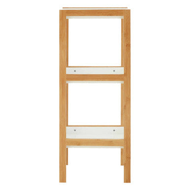 Three Tiered White and Natural Shelf Unit | Nostra